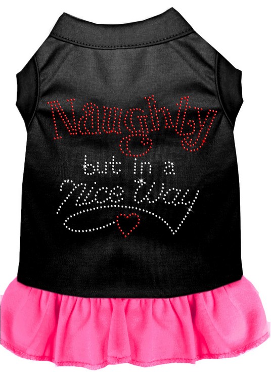 Rhinestone Naughty but in a nice way Dress Black with Bright Pink XXL